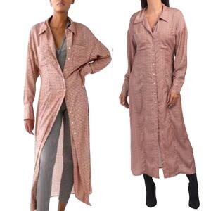 NWT Zara Floral Print Long Sleeve Button Front Shirt Maxi Dress
